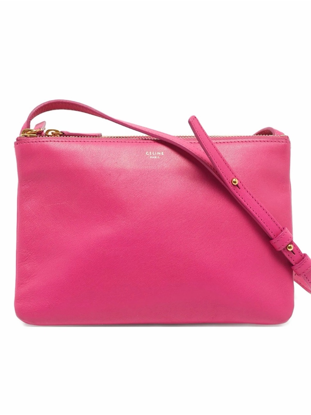 Celine Small Trio Crossbody Bag Pink Fuchsia Leather